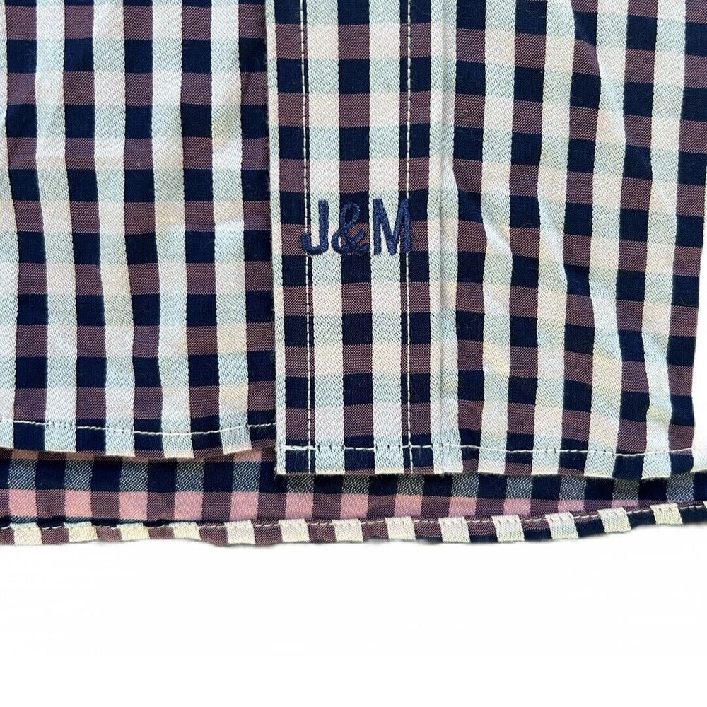 Johnston And Murphy Long Sleeve Button Up Dress Shirt Purple Check Men's Size XL - Picture 3 of 8
